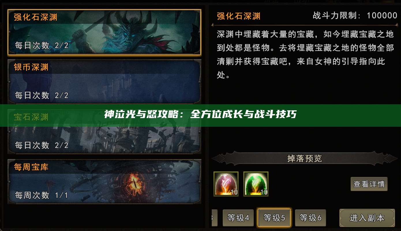 神泣光与怒攻略：全方位成长与战斗技巧